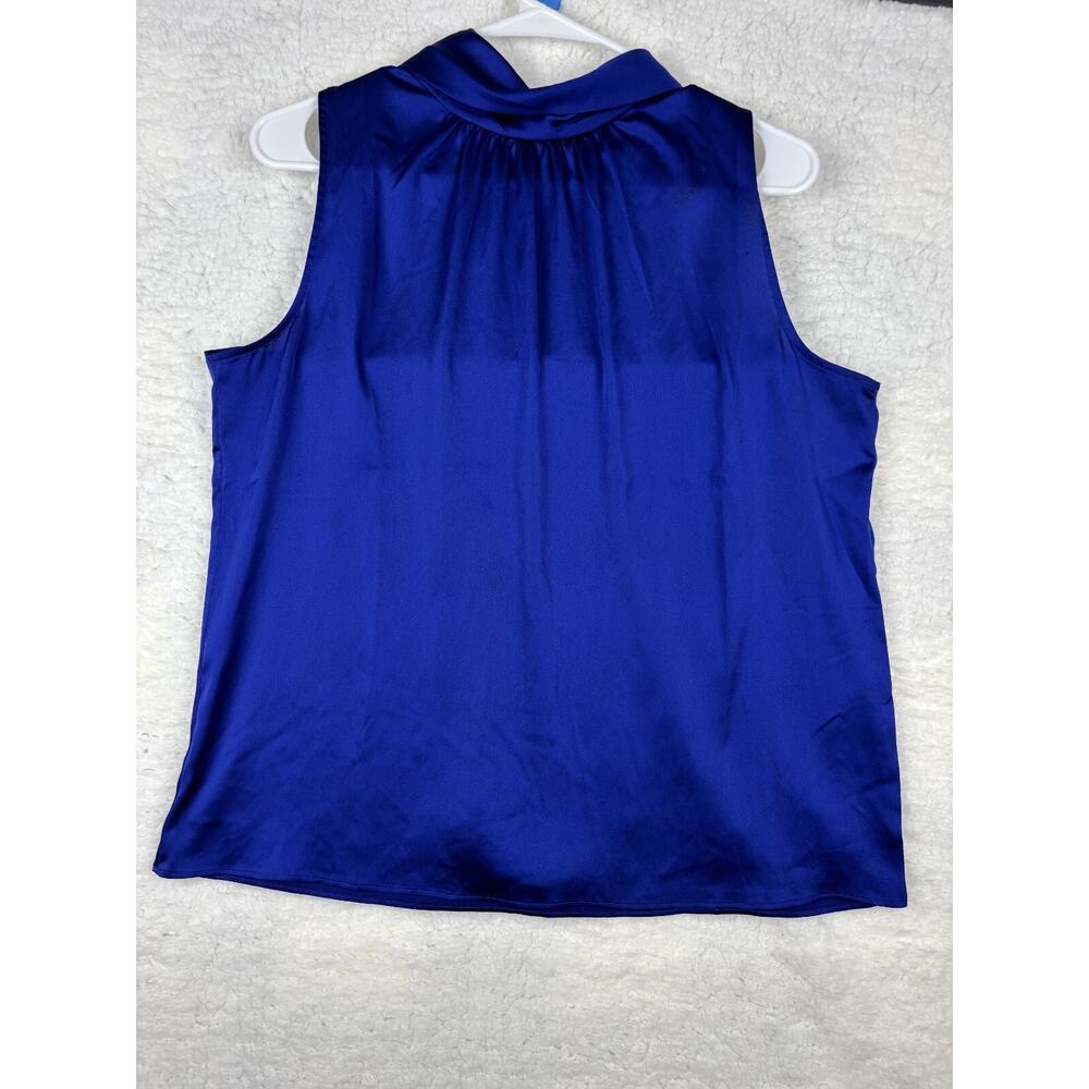Royal Blue Halter Blouse M Satin Feel Sleeveless Elegant Chic Party Top